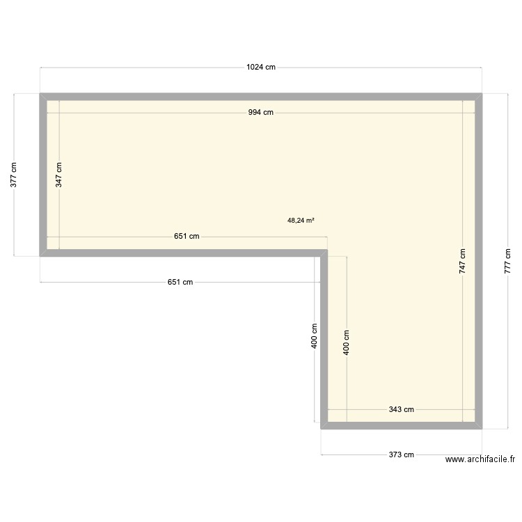 Projet cab 1. Plan de 1 pièce et 47 m2