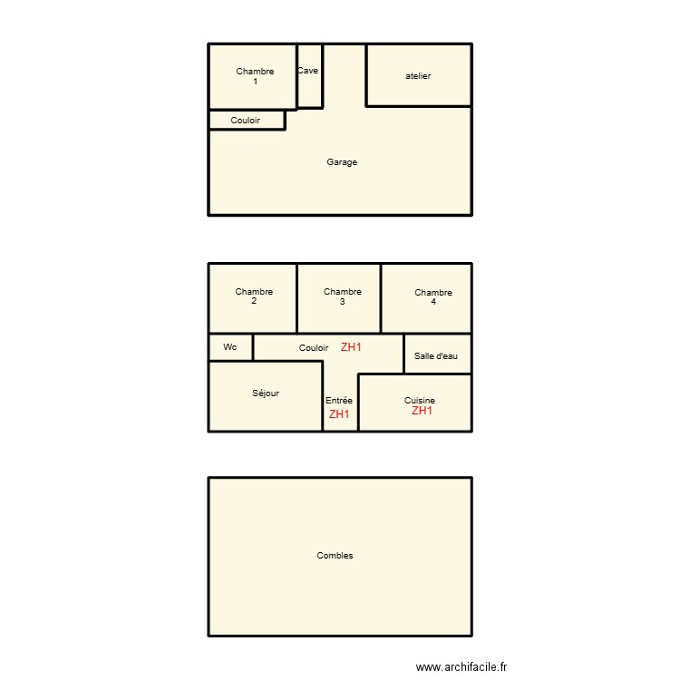 ERGUE GABERIC COLIN. Plan de 12 pièces et 67 m2