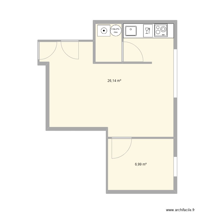 Cotor. Plan de 2 pièces et 33 m2