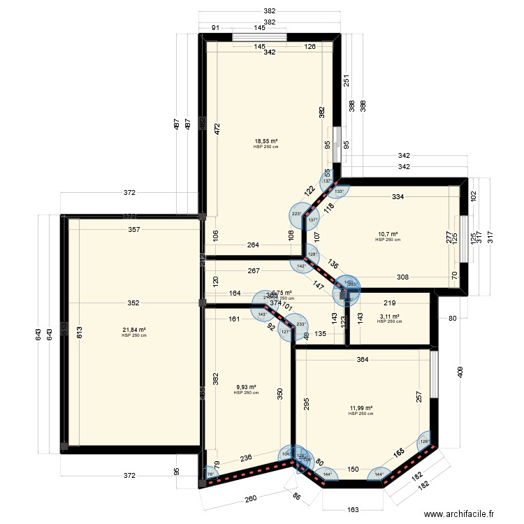 plan de base 3. Plan de 7 pièces et 82 m2