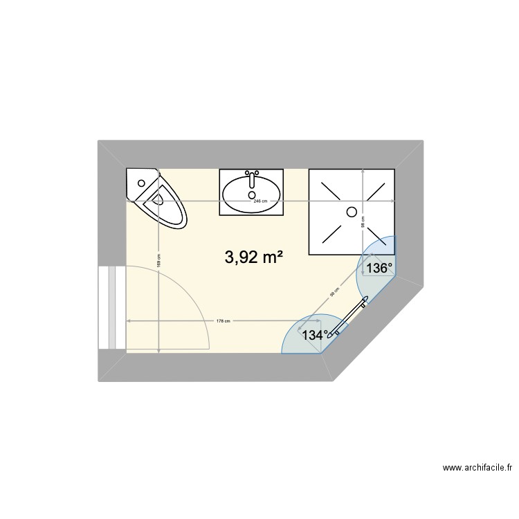 HATTON. Plan de 1 pièce et 4 m2