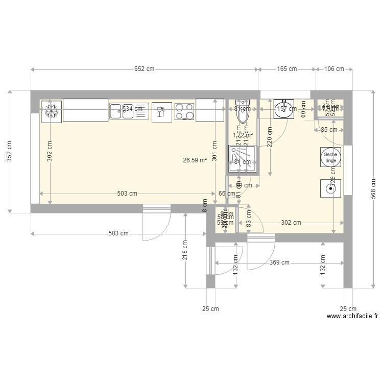 17 route de gien sous sol 3. Plan de 3 pièces et 29 m2