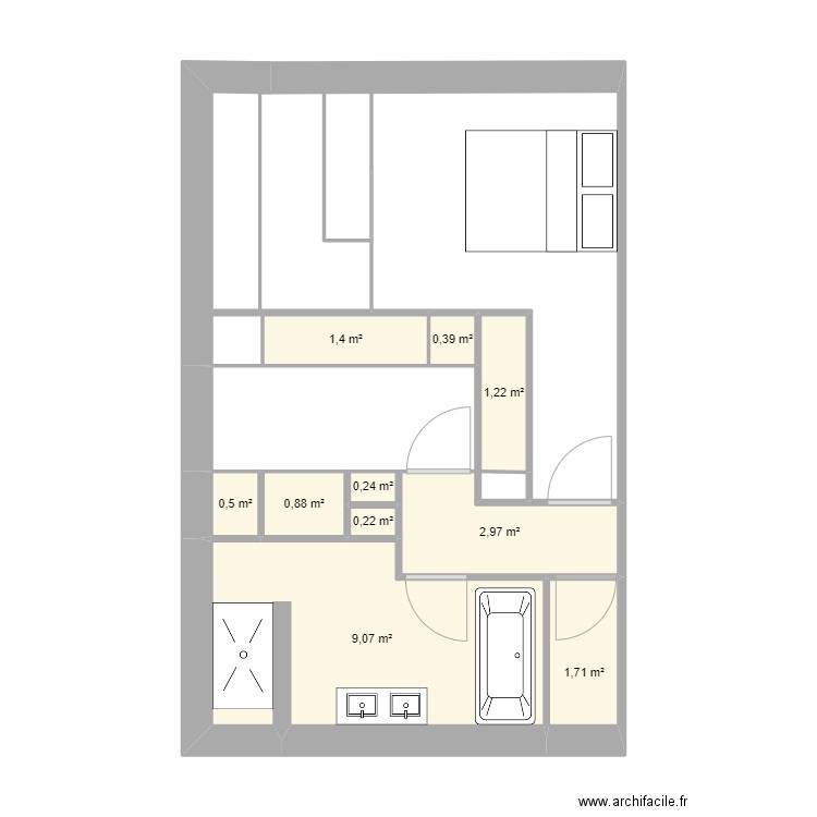 ext. Plan de 10 pièces et 19 m2