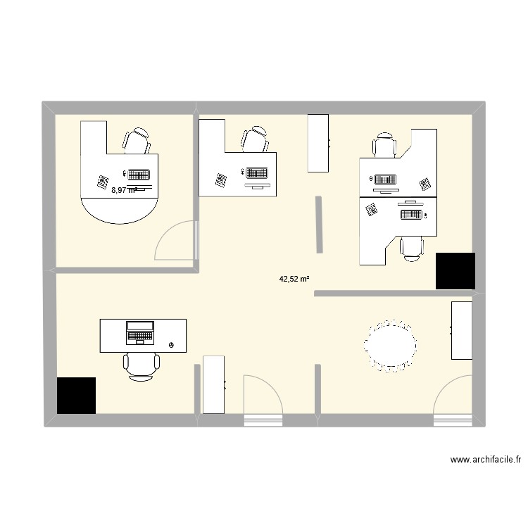 Informatique 2e étage (version 4) Richard. Plan de 2 pièces et 51 m2