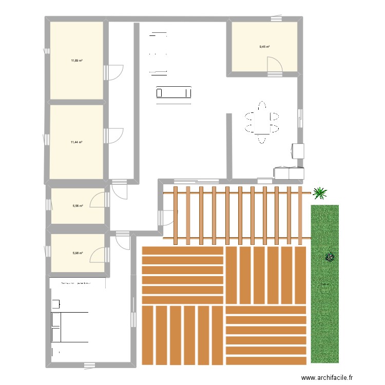 plan bendaoud1. Plan de 5 pièces et 44 m2