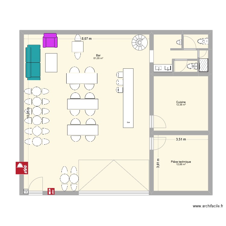 ERP. Plan de 7 pièces et 114 m2