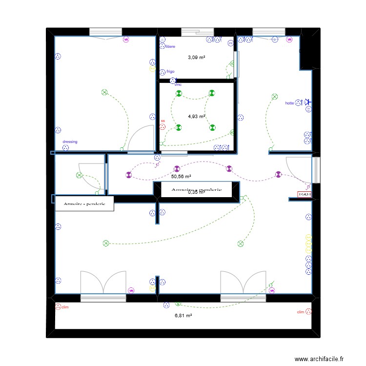 edwige et max. Plan de 5 pièces et 66 m2