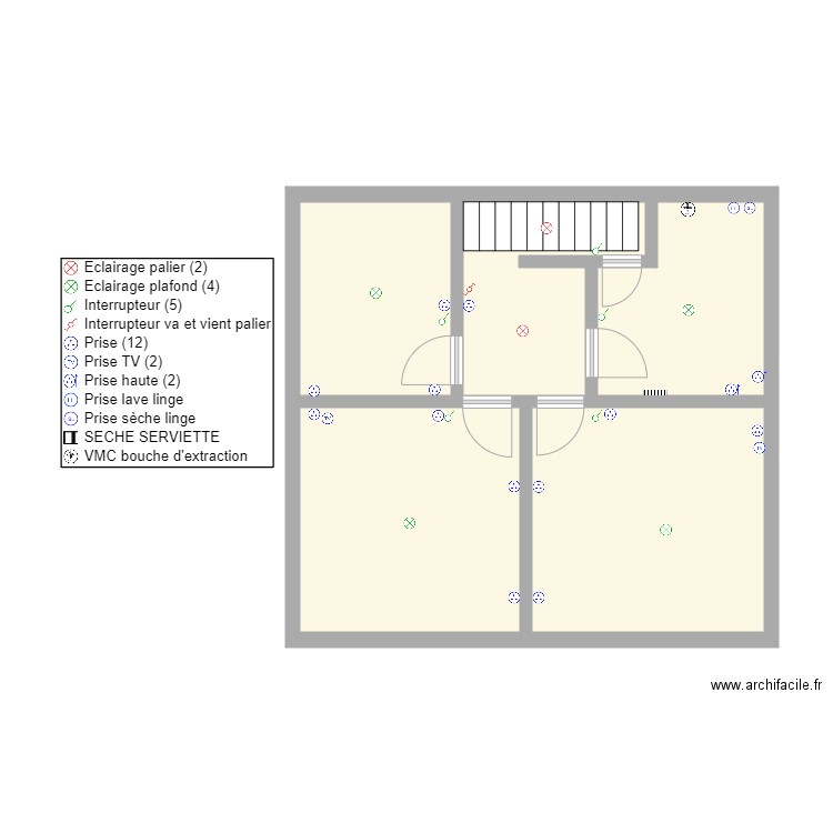 AVESNES LES AUBERT R+1. Plan de 5 pièces et 49 m2