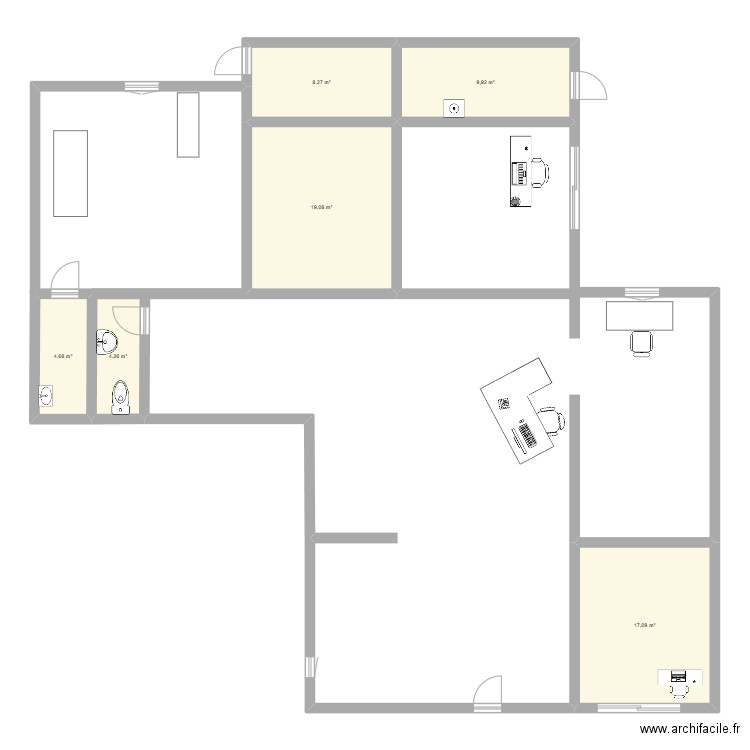 Clinique vétérinaire de Sérignan. Plan de 6 pièces et 63 m2