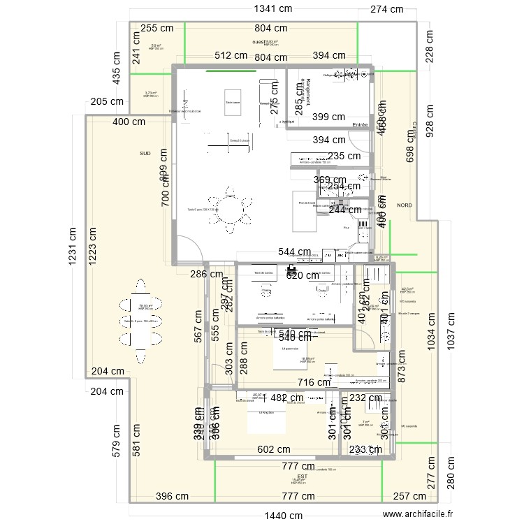 Plan L 135 m2 TURQUEL V2. Plan de 11 pièces et 219 m2