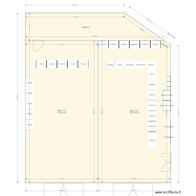 PROJET INTERMARCHE. Plan de 3 pièces et 139 m2