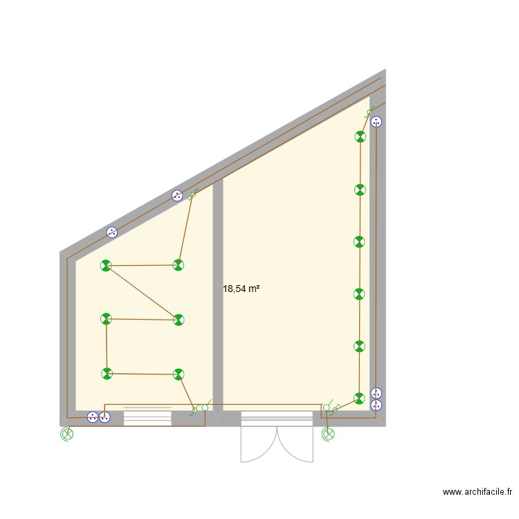 cuicine. Plan de 1 pièce et 19 m2