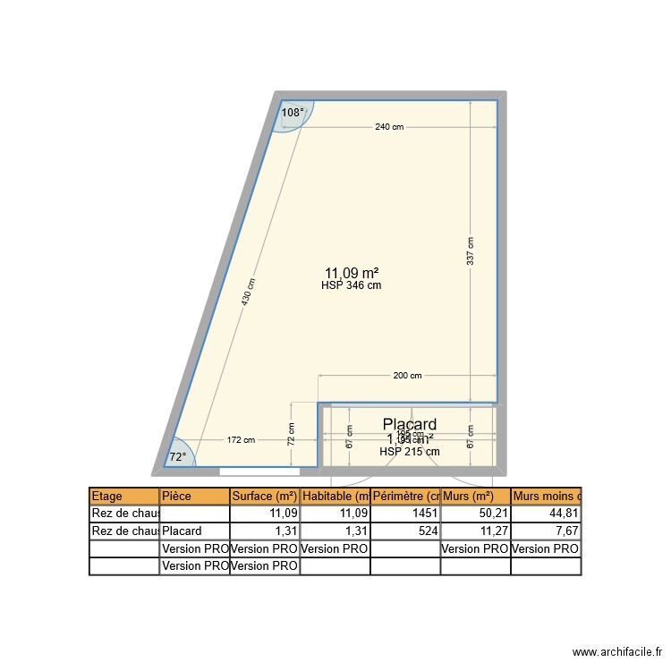 noel blache. Plan de 2 pièces et 12 m2