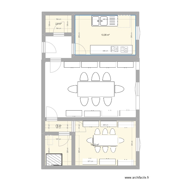 PIC. Plan de 4 pièces et 36 m2