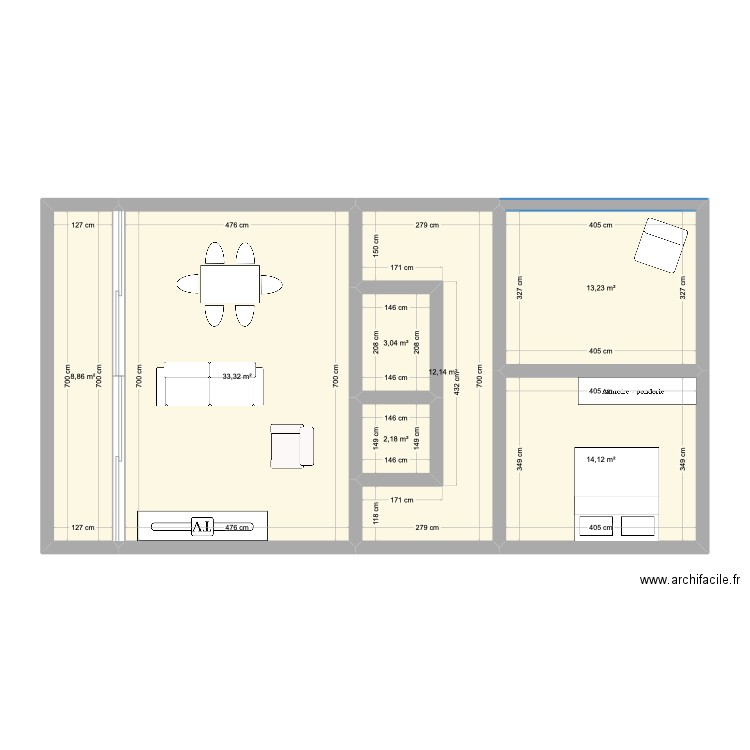 Beau-Séjour. Plan de 7 pièces et 87 m2