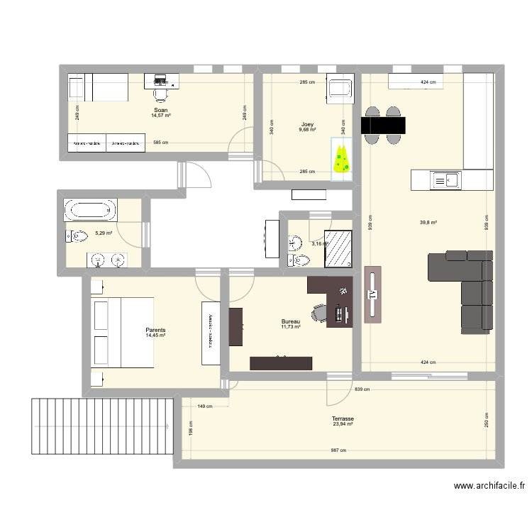 Delley 5. Plan de 8 pièces et 123 m2