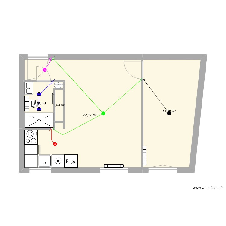 Appartement 1. Plan de 4 pièces et 38 m2