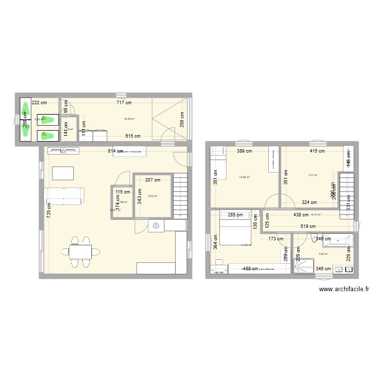 Maison Ceyras. Plan de 11 pièces et 146 m2