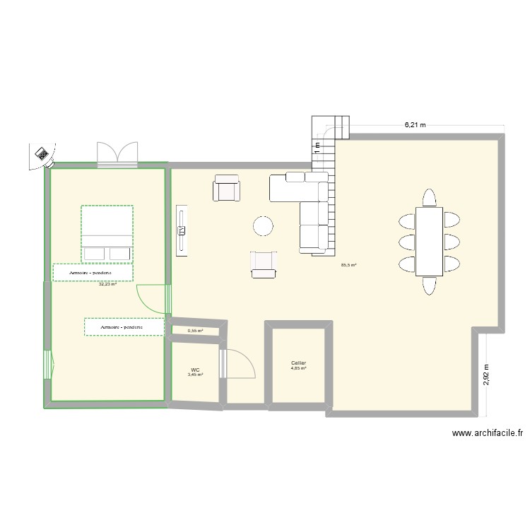 intérieur agrandissement. Plan de 5 pièces et 127 m2