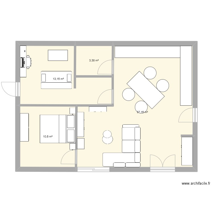 maison peri. Plan de 4 pièces et 64 m2