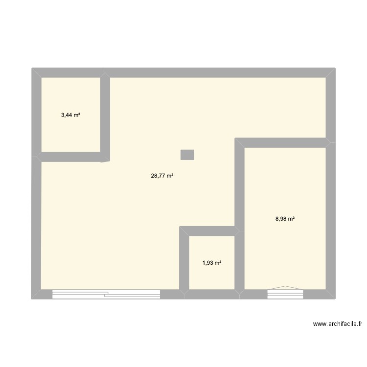 Caen 1. Plan de 4 pièces et 43 m2