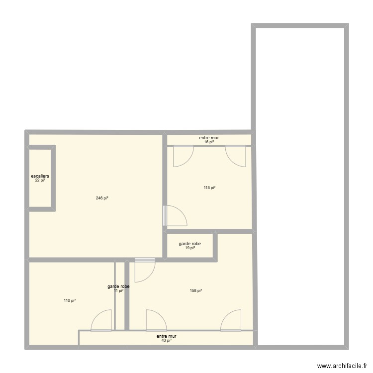 étage 2. Plan de 9 pièces et 69 m2