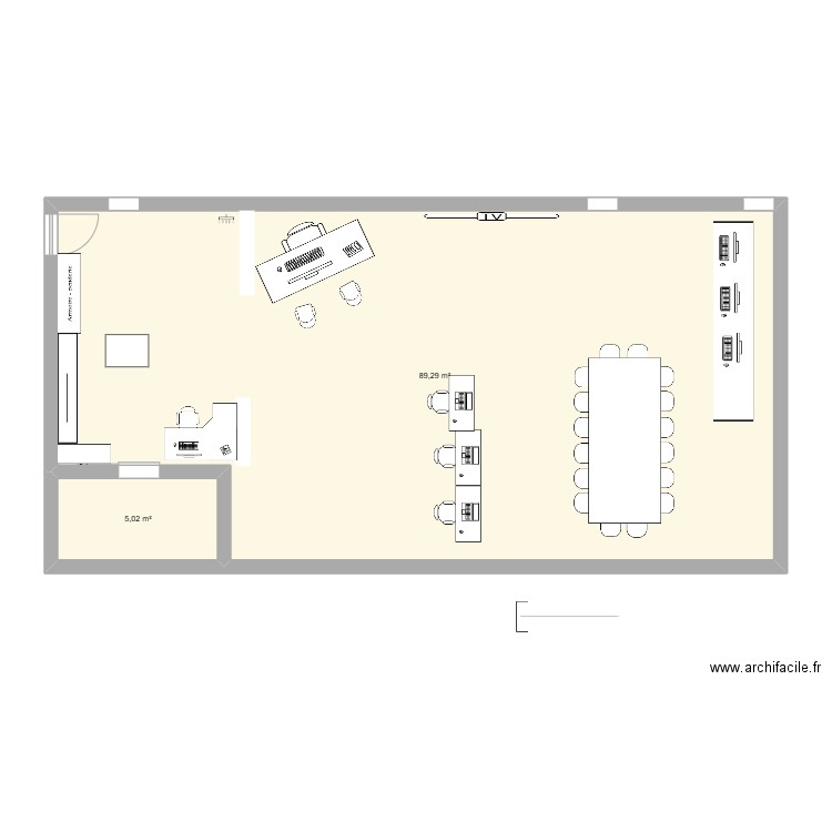 MAGASIN. Plan de 2 pièces et 94 m2