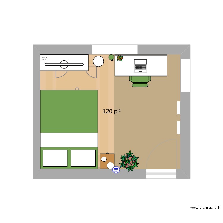 Projet autonomie. Plan de 1 pièce et 11 m2