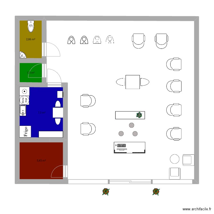 Plan salon 2 . Plan de 4 pièces et 17 m2