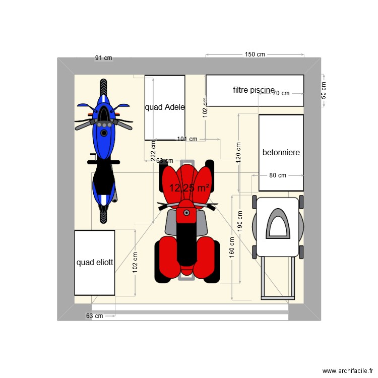 cabanon issor . Plan de 1 pièce et 12 m2