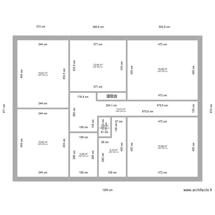 morini. Plan de 10 pièces et 107 m2