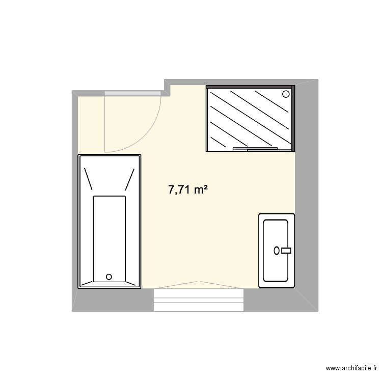 SDB Plan 2. Plan de 1 pièce et 8 m2