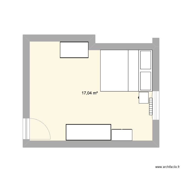 chambre existante. Plan de 1 pièce et 17 m2