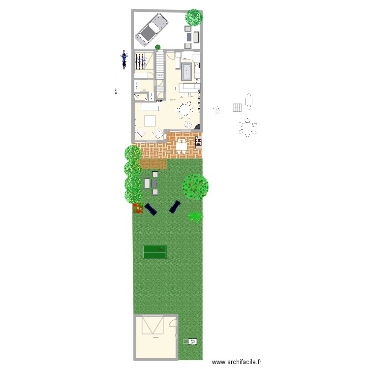 Epinette 7 agrandissement salon test entrée + Modif toilette. Plan de 5 pièces et 88 m2