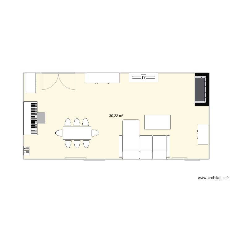 SàM. Plan de 1 pièce et 30 m2