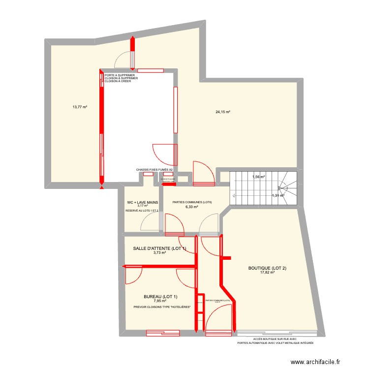 RDC IMMEUBLE PLOUBALAY RÉNOVÉ. Plan de 13 pièces et 85 m2