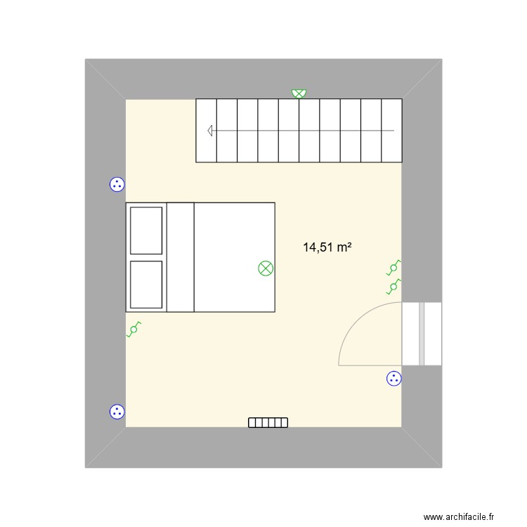 Pigeonnier 1er étage. Plan de 1 pièce et 15 m2