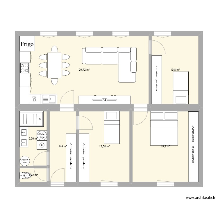 plan appart lango. Plan de 7 pièces et 81 m2