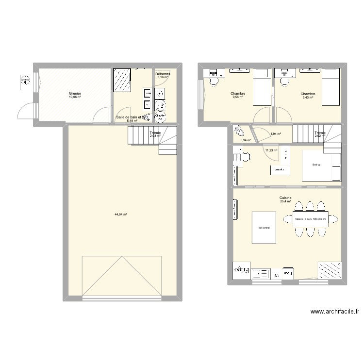 Ex2025. Plan de 12 pièces et 126 m2