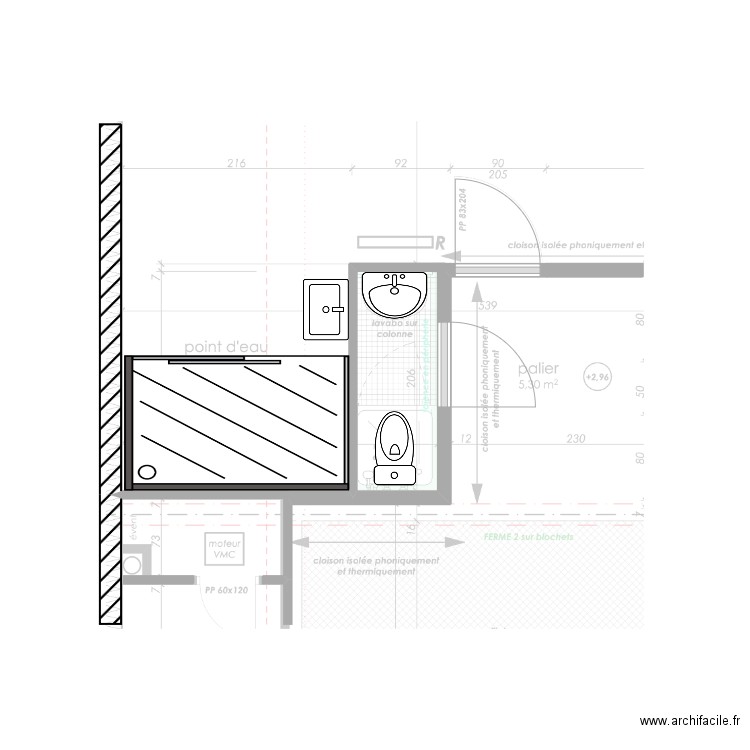 POUSSIN - SDB . Plan de 0 pièce et 0 m2