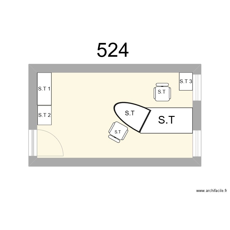 Bureau R 524 - S.TROUILLARD. Plan de 1 pièce et 12 m2