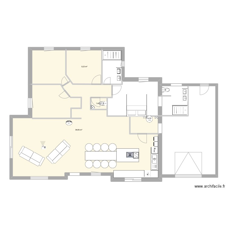 maison plun. Plan de 3 pièces et 105 m2