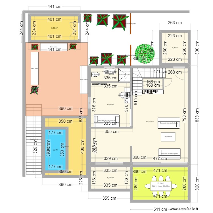 green. Plan de 10 pièces et 122 m2