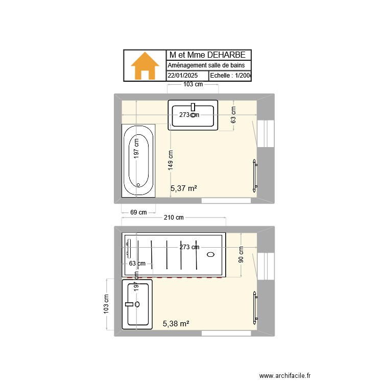 DEHARBEv2. Plan de 2 pièces et 11 m2