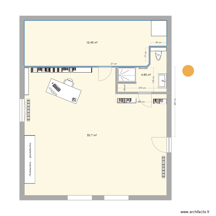 sdb haut 2025_100x80_. Plan de 3 pièces et 74 m2