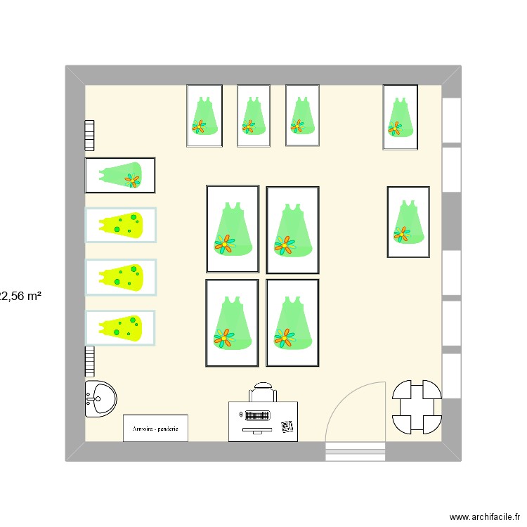 salle de repos numéro 2. Plan de 1 pièce et 23 m2