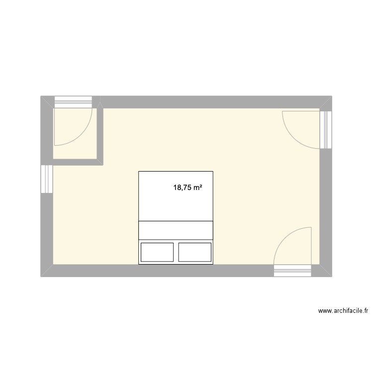 La Lande Chambre RC. Plan de 1 pièce et 19 m2