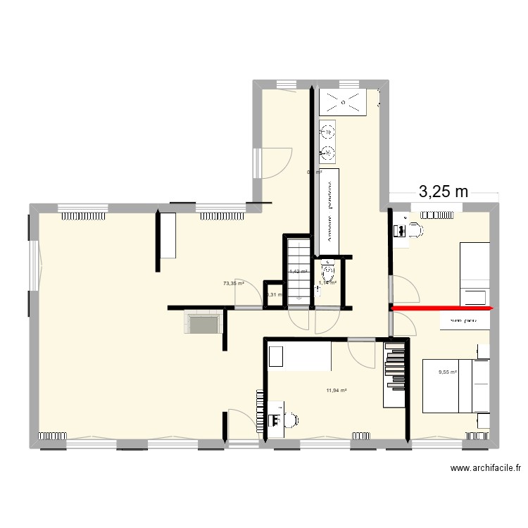 Villandry salon. Plan de 7 pièces et 98 m2