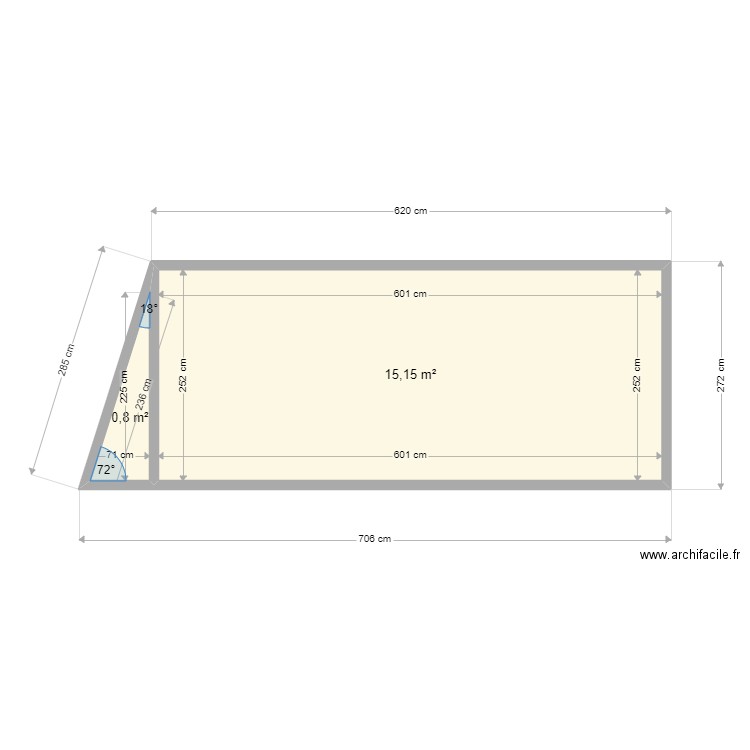 TOITURE MENDES. Plan de 2 pièces et 16 m2