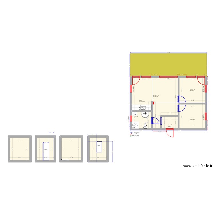 Ольга Калуга кар. Plan de 6 pièces et 64 m2